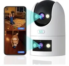 2K Dual Lens Indoor Outdoor Security Camera, 5Ghz/2.4Ghz Wifi, PTZ Auto Tracking