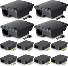 12 Pack Key Required Rat Station Box 4 Large & 8 Compact Outdoor Mouse Bait Stat