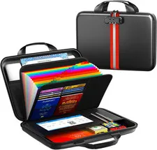 Fireproof Document Organizer with Lock, Rigid EVA File Box with 13-Pocket Accord