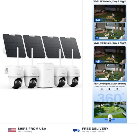 REOLINK 4K Solar Security Cameras Wireless Outdoor System, Color Night Vision...