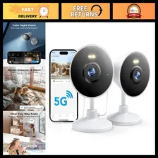 Indoor/Outdoor 5G Wi-Fi Security Camera - Color Night Vision, 2-Way Audio, 24/7