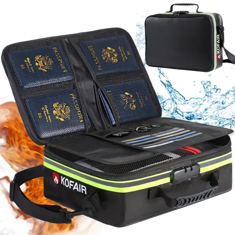 Fireproof Document Bag 16 X 11 X 5 Inch With Lock & Reflective Strip Fireproof