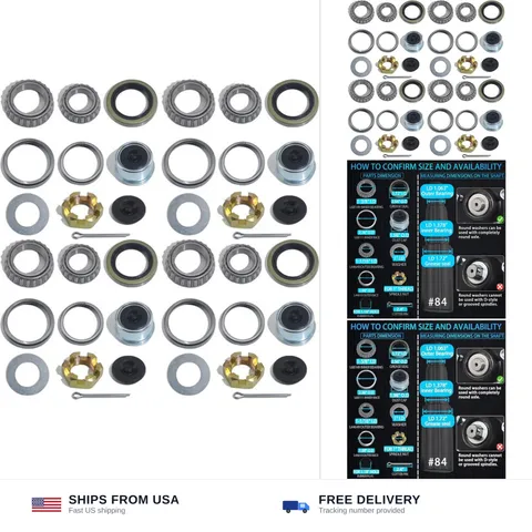 iBroPrat 4 Sets 3500 LB L68149 L44649 Boat Trailer Axle Bearing Kits | 171255...