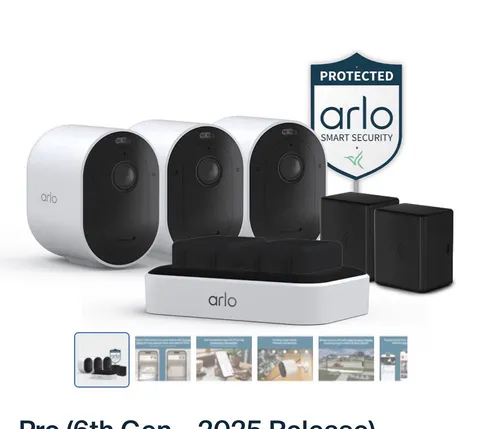 Arlo Essential 3rd Gen 2K Wireless Outdoor Battery Camera System Kit, 3-Cam