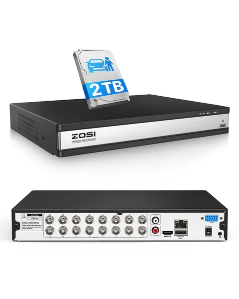 ZOSI 16 Channel H.265+ Home Security DVR Recorder, 16CH DVR-2TB,