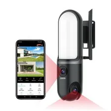Dual Lens Waterproof Wall Light Camera, 3K Video, 1200LM Floodlight, 2 Way Au...