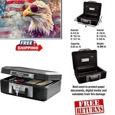 Portable Fireproof Safe Box with Key Lock - Protect Your Treasures, 6.3x15.3