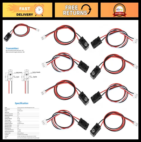 4PCS IR Break Beam Sensor Module with 5MM LEDs, Photoelectric Switch, 30cm Cable