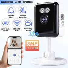 Wireless WiFi Security Camera Smart 360° PTZ 2-Way Audio Color Night Vision 3MP