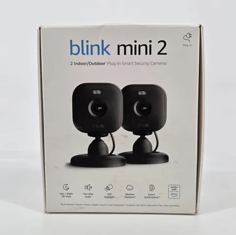 Blink Mini 2 Indoor Security Camera 2-Pack HD Night View Audio Black