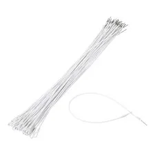 50Pcs Security Tags Lanyards Wire Loop (14", White), Steel Wire Cable Loop