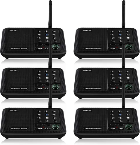 6 Pack Intercoms Wireless 5280 Feet Range 10 Channel 3 Code for Home/Office