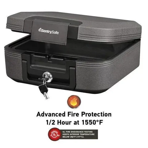 0.28 Cu.ft Fire Chest Fireproof Safe Lock Hidden Box Money Document w/Key Lock