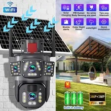 Wireless Solar Battery Security Camera System Outdoor Home PTZ Wifi IP IR Cam