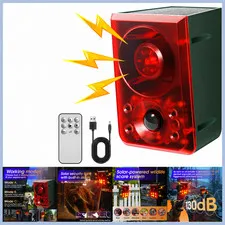 Solar Outdoor Motion Sensor Alarm Deterrent Noise Light Raccoon Deer Bear