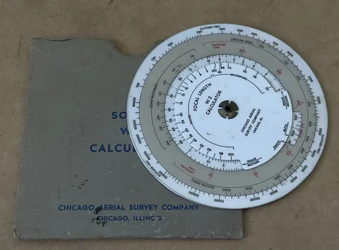 VTG SONNE W-2 Focal Length Calculator Chicago Aerial Survey Co Photo Estate COA