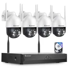 Wireless 5MP 10CH NVR Security Camera System PTZ Auto Tracking Home 2-Way Audio