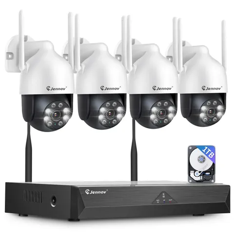 Wireless 5MP 10CH NVR Security Camera System PTZ Auto Tracking Home 2-Way Audio