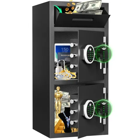 6.5 Large Digital Safe Box,Home Safe with Drop Slot & Double Door for Value