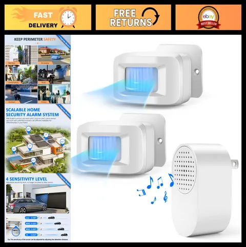 Wireless Driveway Alarm Motion Sensor System, 500ft Range, Weatherproof, 2 Senso