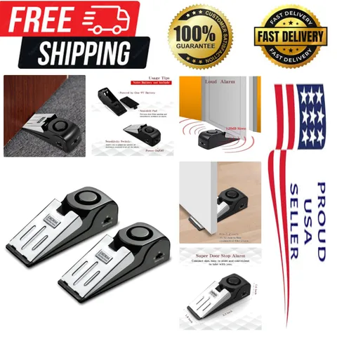 Adjustable Sensitivity 120DB Door Stop Alarm - Pack of 2 for Home Security
