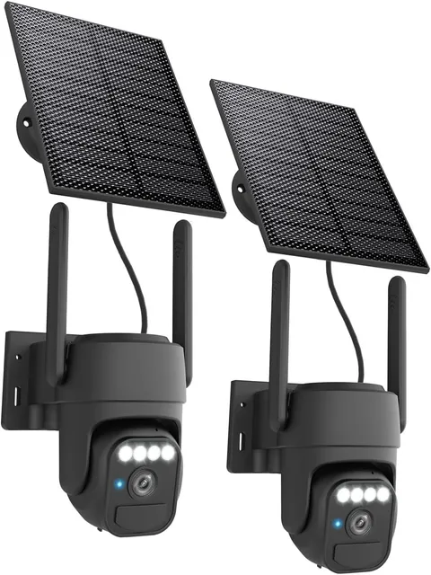 360° Wi-Fi Home Solar Security Cameras Wireless Outdoor 2 Packs | 5200Mah Batter