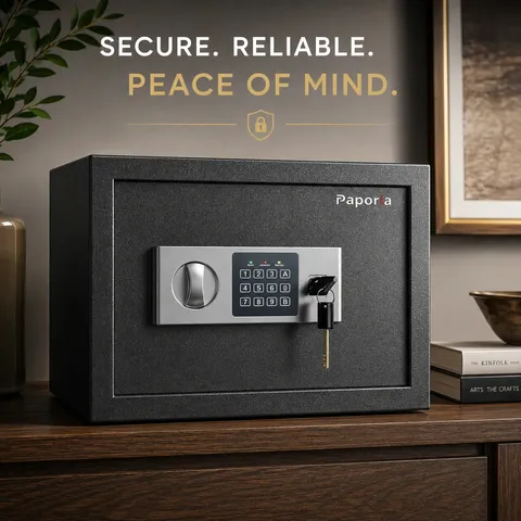 0.6 Feet Cubic Safe Box with Digital Keypad Lock & Keys, Home Safe Money Box for