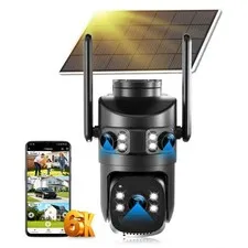 8MP 6K Triple Lens Solar Security Camera Outdoor, 5GHz/2.4GHz WiFi Wireless P...