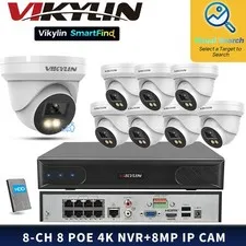 Vikylin SmartFind 8POE 8CH NVR Set Full-Color Night Vision 8MP 4K ip Camera Lot