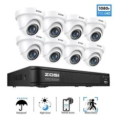 ZOSI 2MP 8CH DVR 1080p Security CCTV Camera System Outdoor 80ft Night Vision