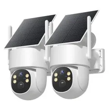 2Pack Security Camera System Solar Battery PTZ Outdoor Home Wireless Audio WiFi6