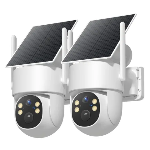 2Pack Security Camera System Solar Battery PTZ Outdoor Home Wireless Audio WiFi6