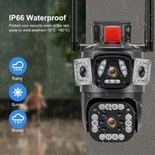 9MP 3 Lens 10X HD WiFi IP Camera Wireless Outdoor CCTV PTZ Home Security IR Cam