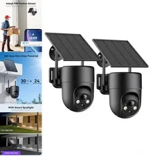 Solar Security Cameras Wireless Outdoor 2K 360 View 2 Pack WiFi Pan Tilt Motion