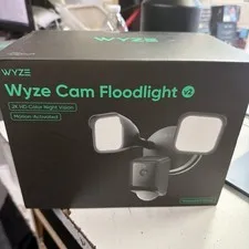 WYZE Wired Outdoor Wi-Fi Floodlight v2 Home Security Camera with 2K Video Black
