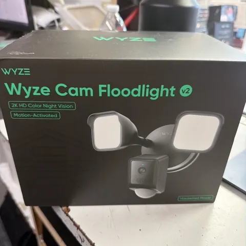 WYZE Wired Outdoor Wi-Fi Floodlight v2 Home Security Camera with 2K Video Black