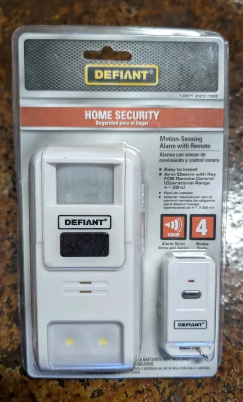 Defiant home security motion-sensing alarm with remote