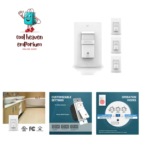 Adjustable Motion Activated Light Switch 4-Pack with Neutral Wire -  Listed