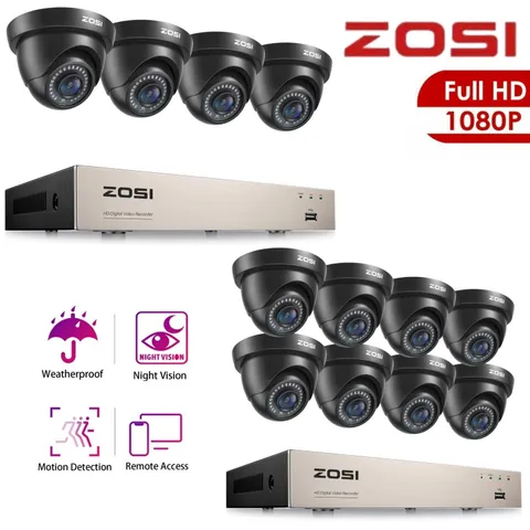 ZOSI H.265+8CH CCTV Security Cameras System 1080P 2MP Outdoor Dome Camera No HDD