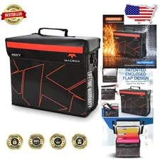 Fireproof Document Bag XL, Patented Flap, Lock, 7-Layer Heat Shield, Waterproof