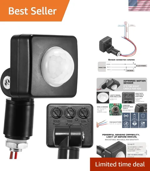 Weather-Resistant Motion Detector Switch with Adjustable Settings for Outdoors