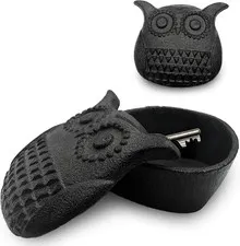 Cast Iron Owl Key Hider, Outdoor Hidden Key Holder, Garden Statue, Yard Patio