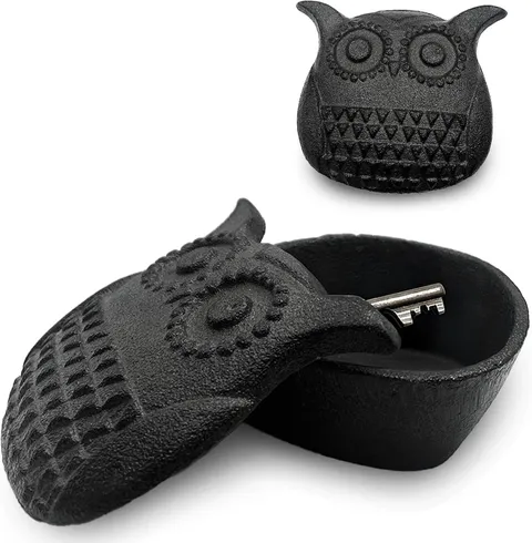 Cast Iron Owl Key Hider, Outdoor Hidden Key Holder, Garden Statue, Yard Patio
