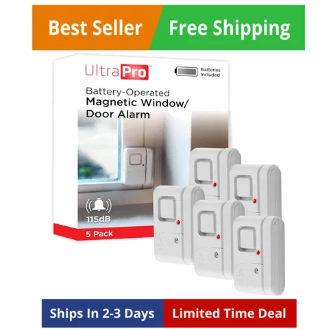 Personal Security Window and Door Alarm, 5 Pack, DIY Protection, Burglar Aler...