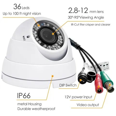 Weatherproof 1080P Security Camera 36 IR-LEDs Night Vision