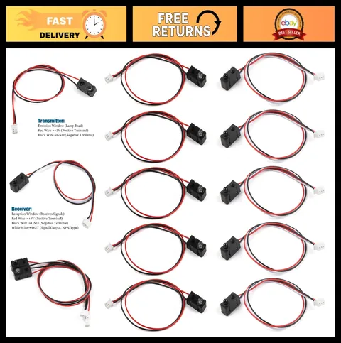 5Pcs IR Break Beam Sensor Module - 5MM Photoelectric Switch for Relay Counting