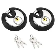 Disc Padlock, (3-5/32" Wide Body, 11/32" Shackle)(2PCS), Stainless Steel