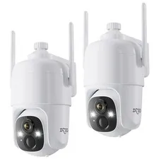 Dzees 360° PTZ Security Cameras Wireless Outdoor WiFi, 2K 2 Pack Camera