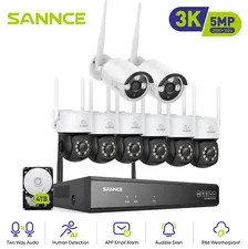 SANNCE 5MP PT Wireless IP Security Camera System Two Way Audio 10CH NVR Outdoor