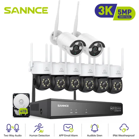 SANNCE 5MP PT Wireless IP Security Camera System Two Way Audio 10CH NVR Outdoor